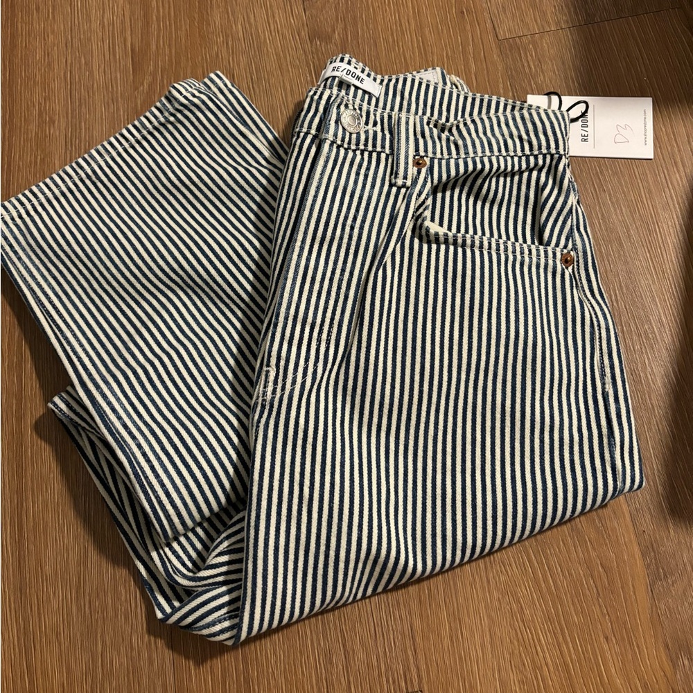 REDONE 90s CROP LOW SLUNG RAILROAD HICKORY STRIPE
